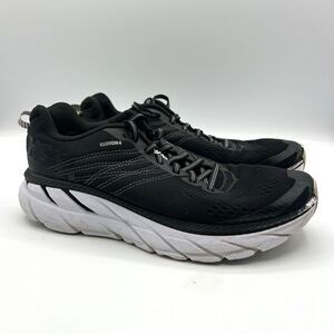 Hoka One One Clifton 6 Women’s Size 8 Running Shoes Black White 1102873 BWHT